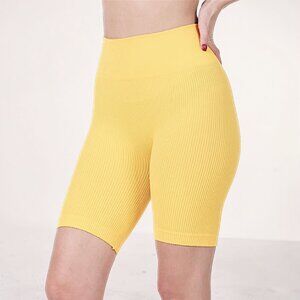 Avocado soft marigold yellow high rise ribbed biker shorts W's S/M  NWOT